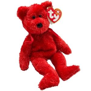 Ty Vintage 2001 Beanie Babies Sizzle the Red Furry Bear Beanie Baby Plush
